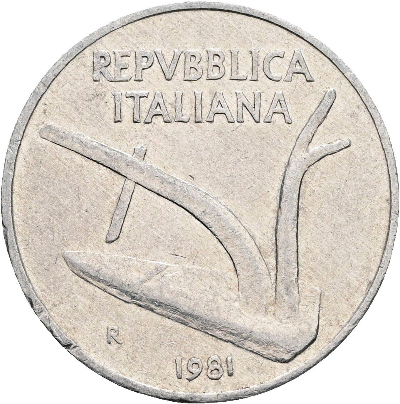 10 Lire 1981 – Rückseite