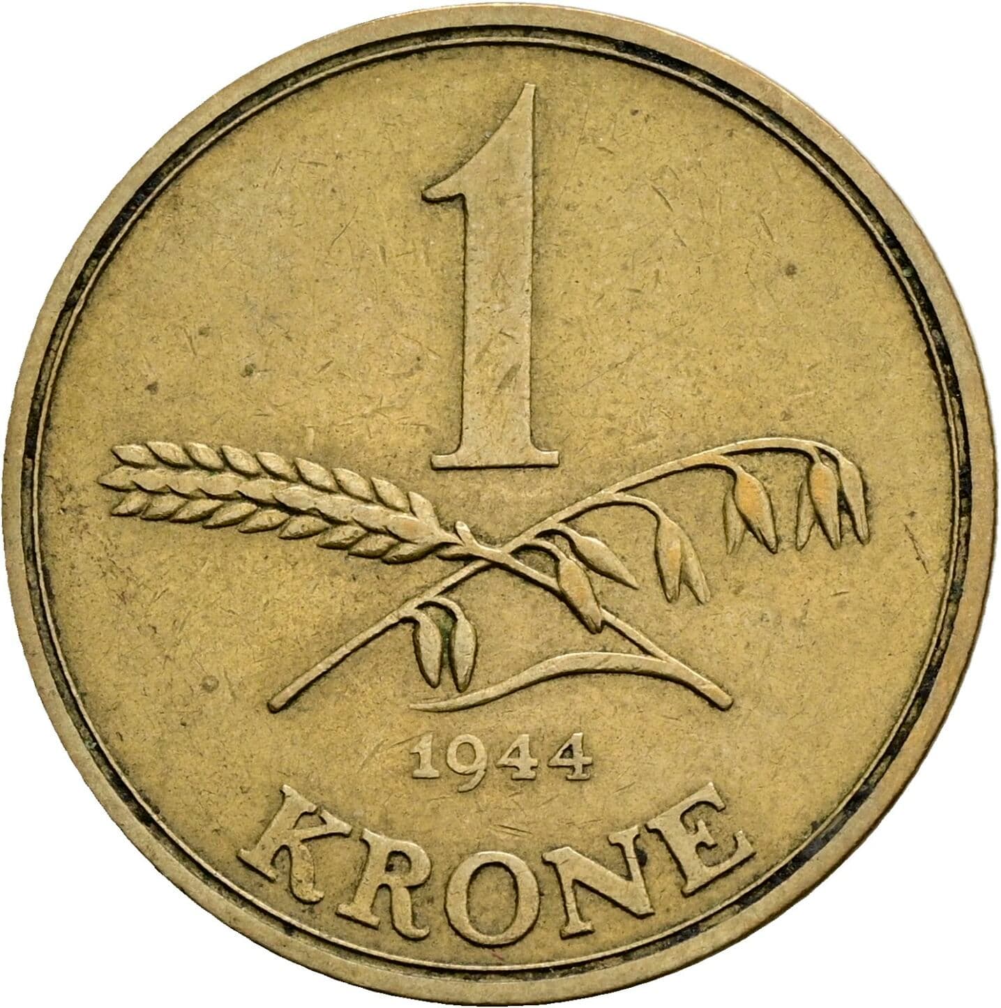 1 Krone Christian X. 1912-1947 1944 – Vorderseite