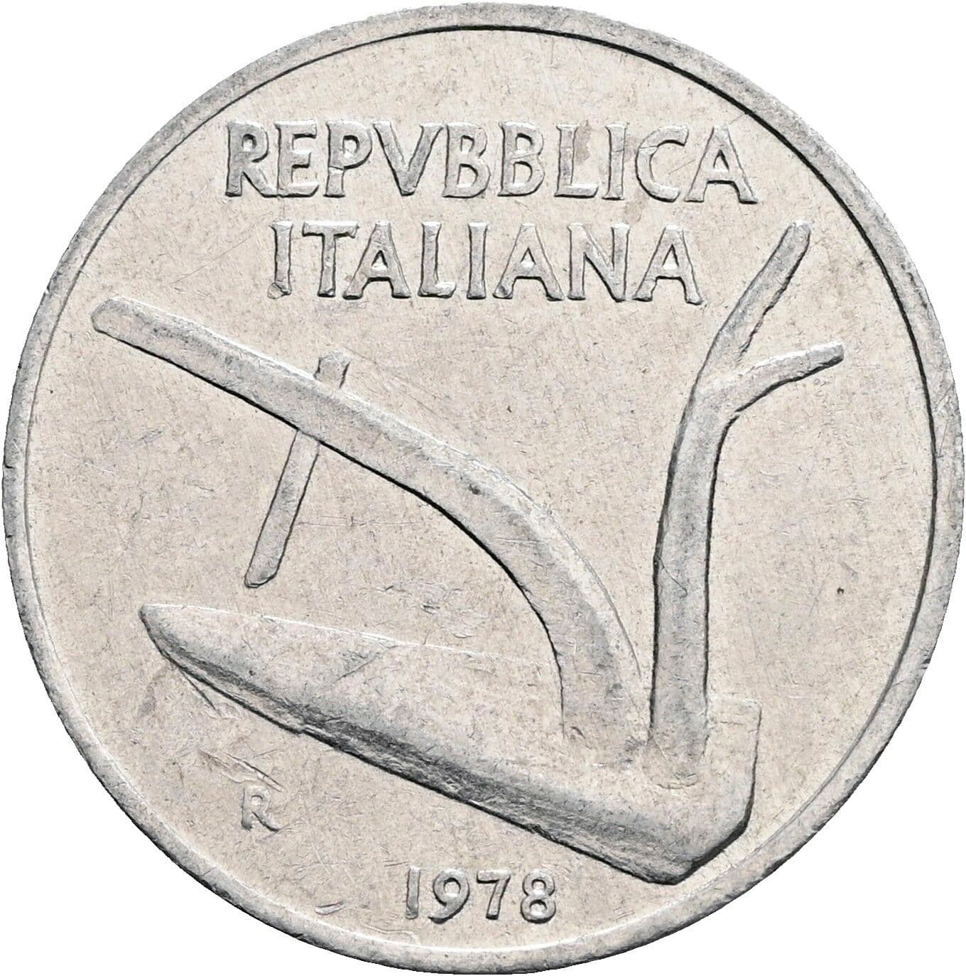 10 Lire 1978 – Rückseite