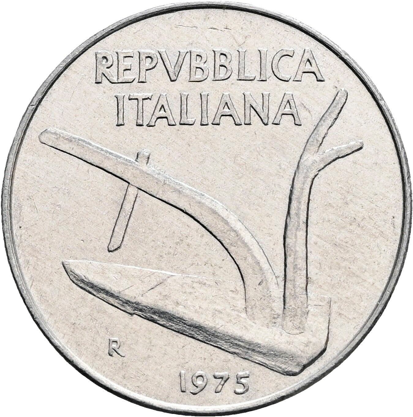 10 Lire 1975 – Rückseite