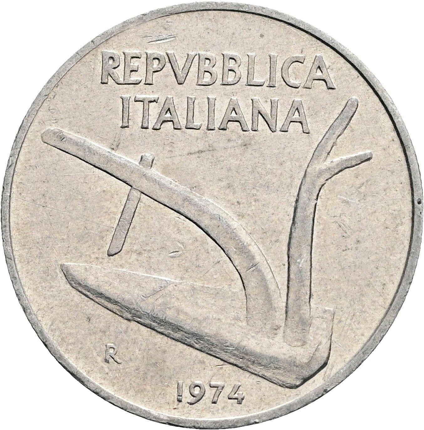 10 Lire 1974 – Rückseite