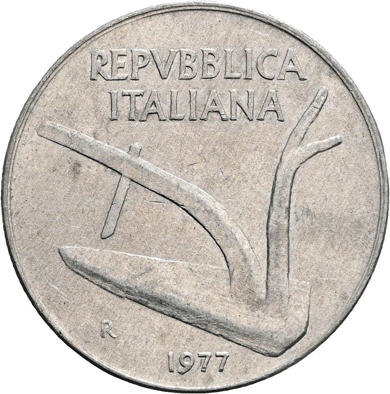 10 Lire 1977 – Rückseite