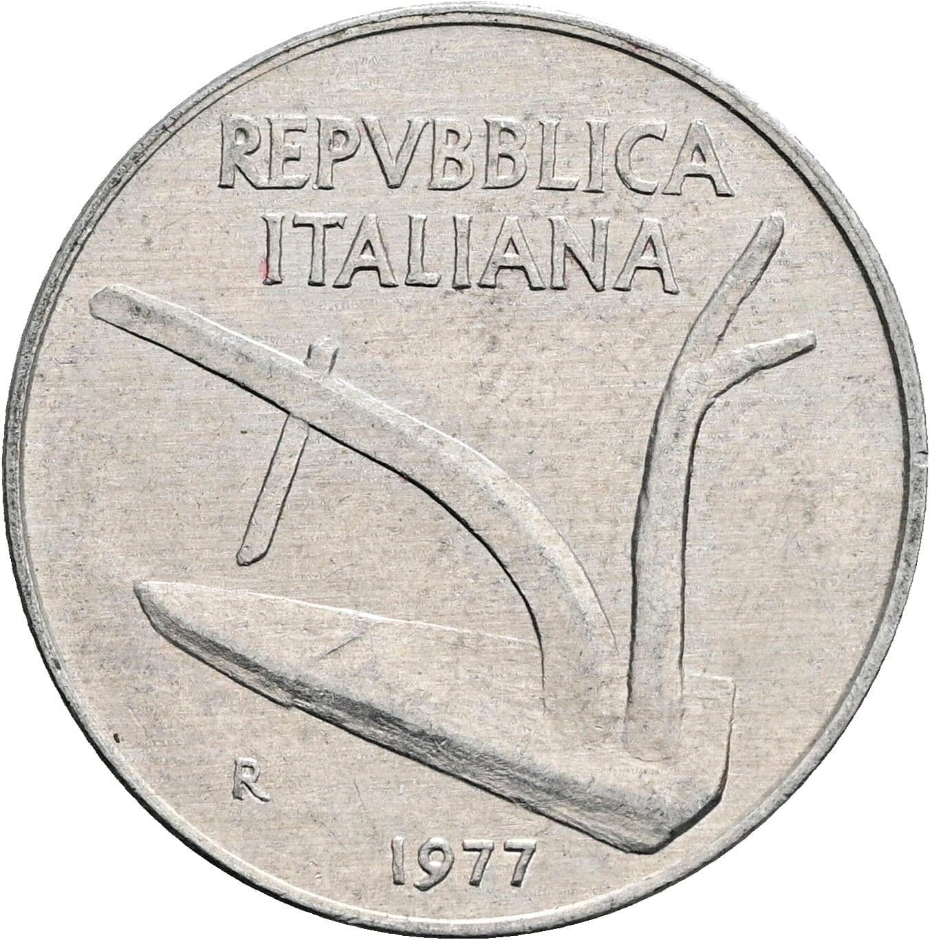 10 Lire 1977 – Rückseite