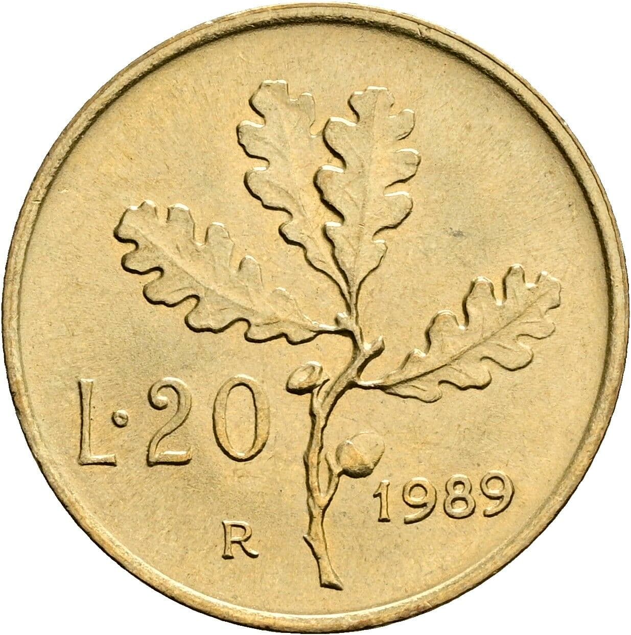 20 Lire 1989 – Rückseite