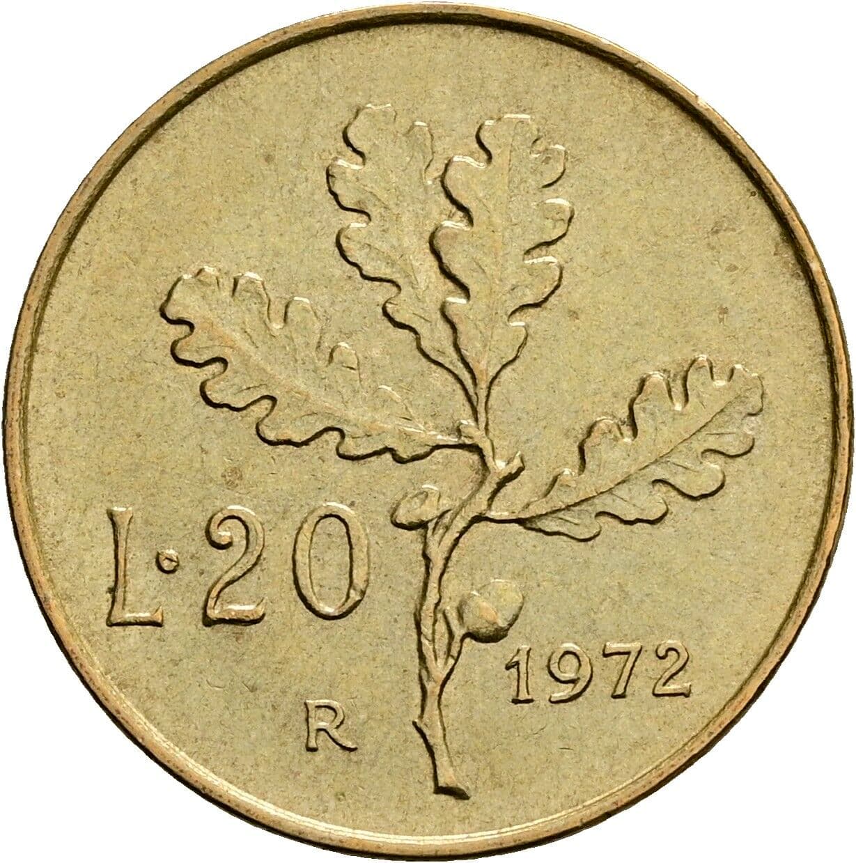 20 Lire 1972 – Rückseite