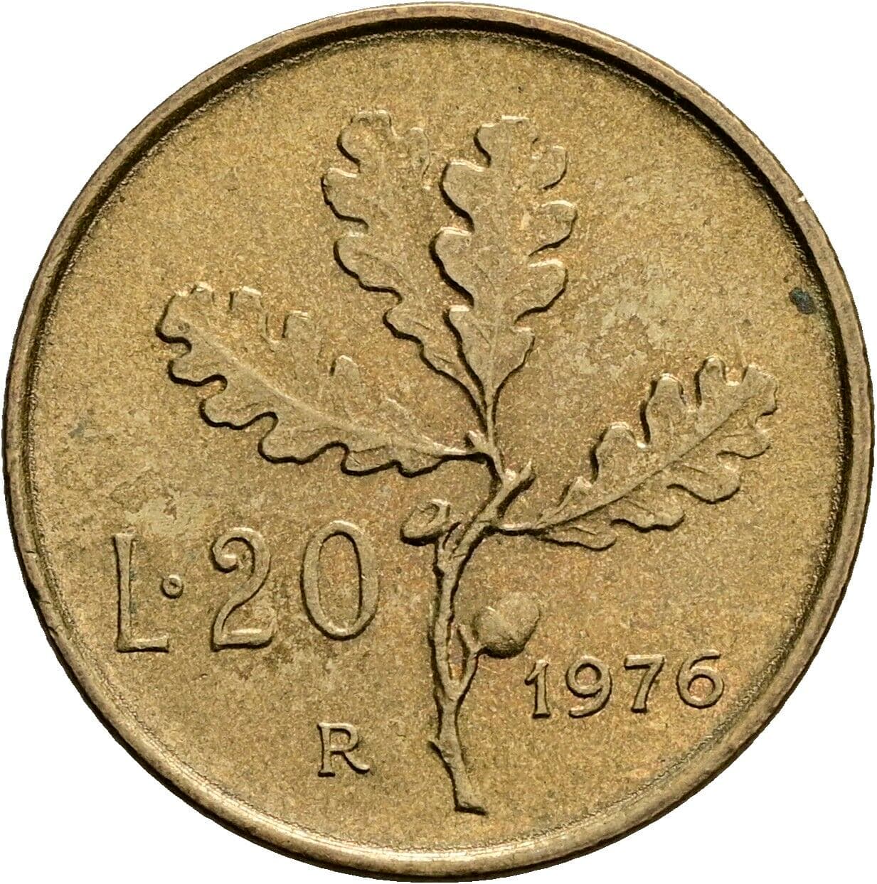 20 Lire 1976 – Rückseite