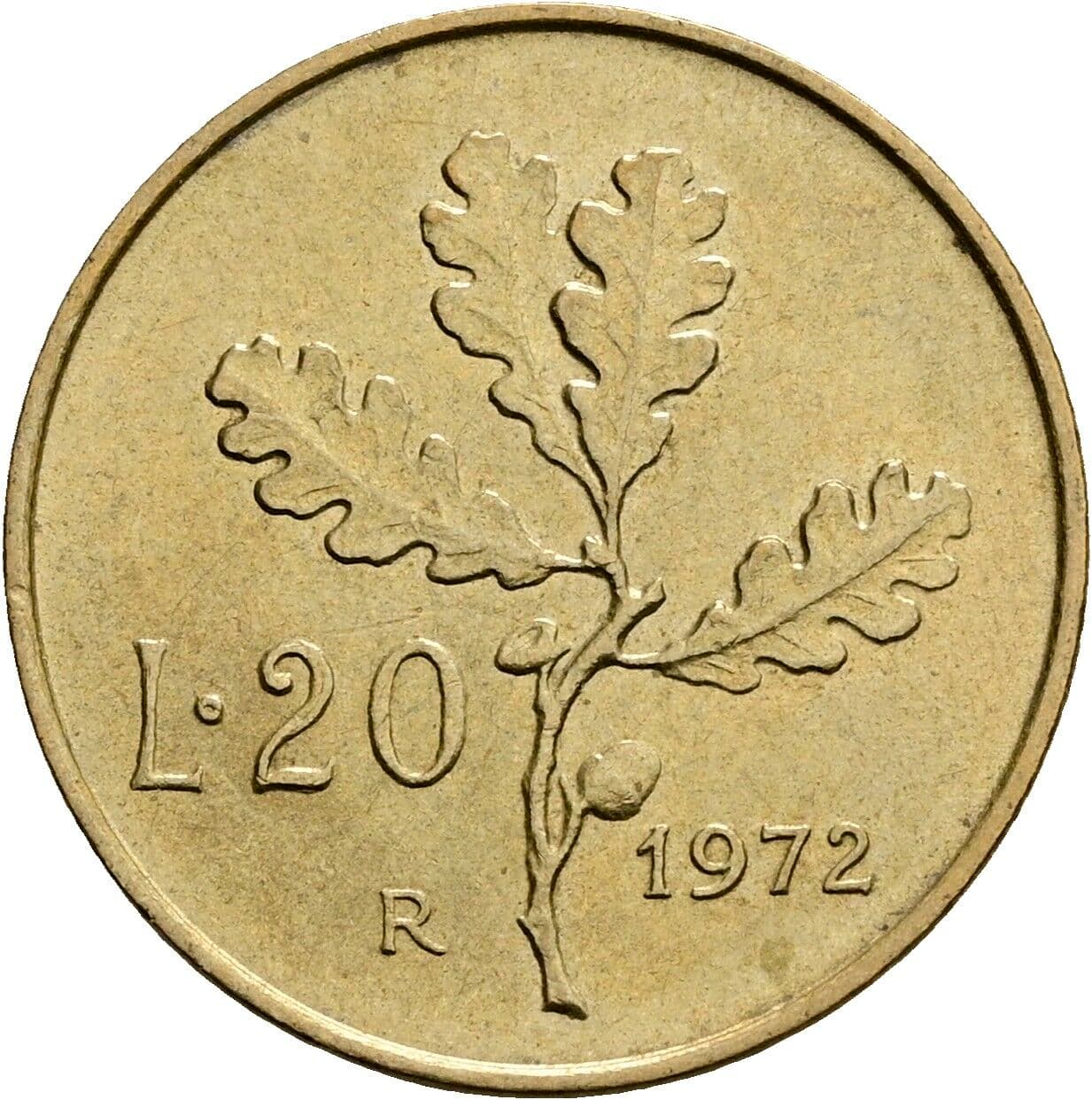 20 Lire 1972 – Rückseite