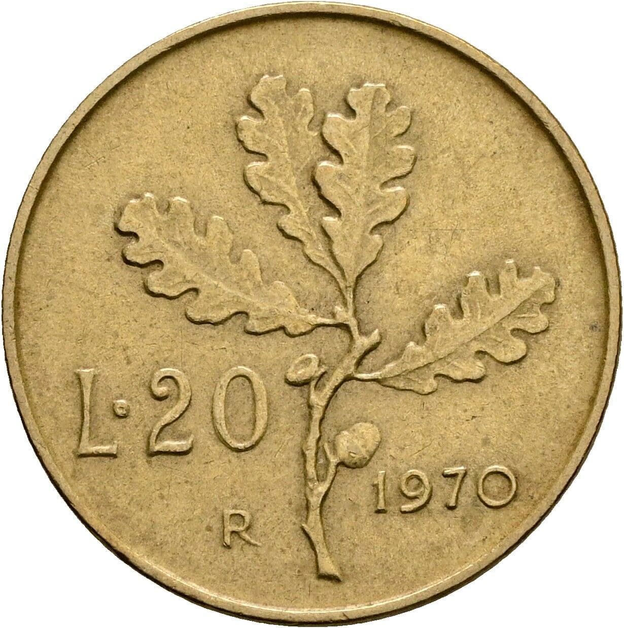 20 Lire 1970 – Rückseite