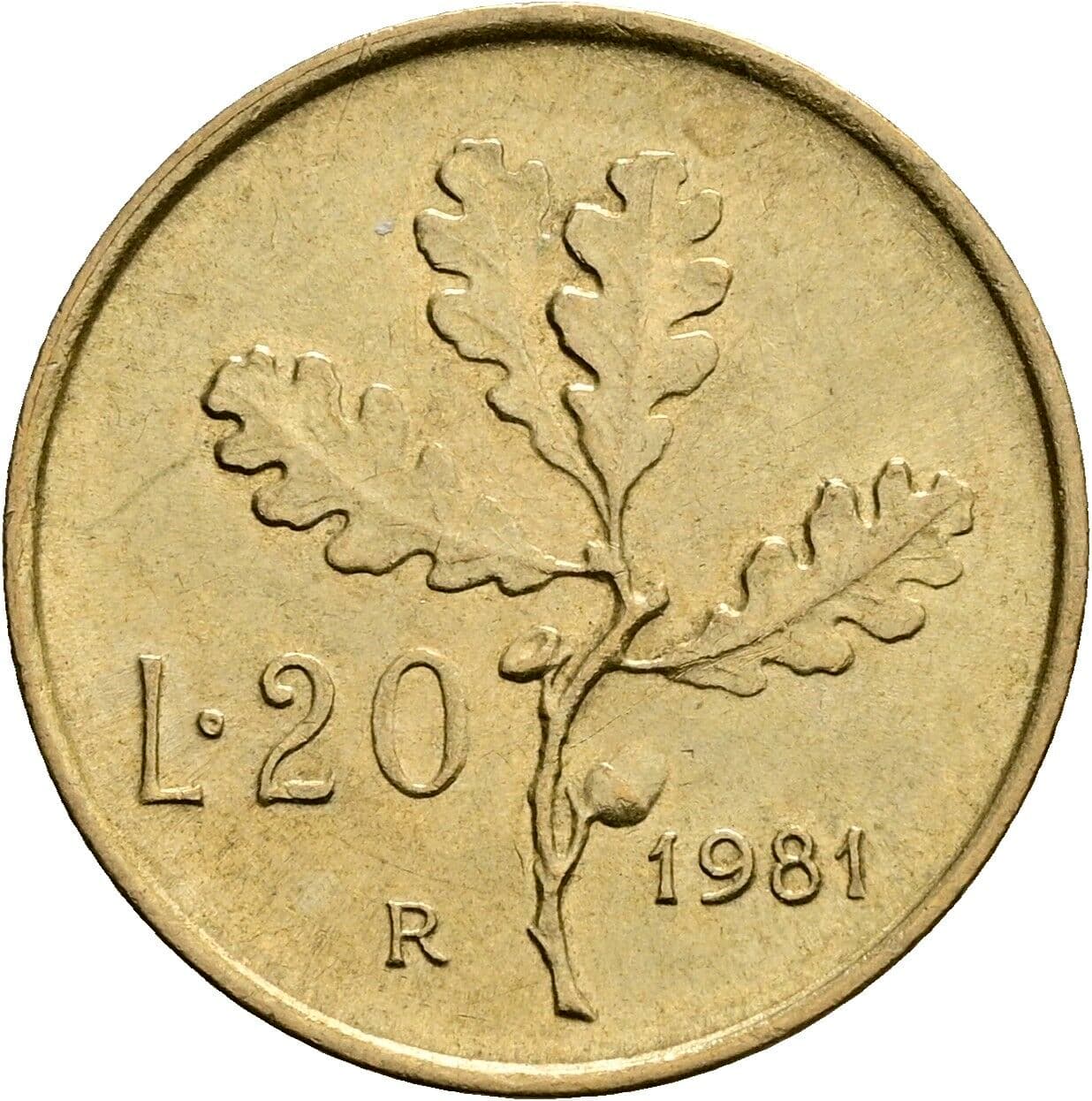 20 Lire 1981 – Rückseite