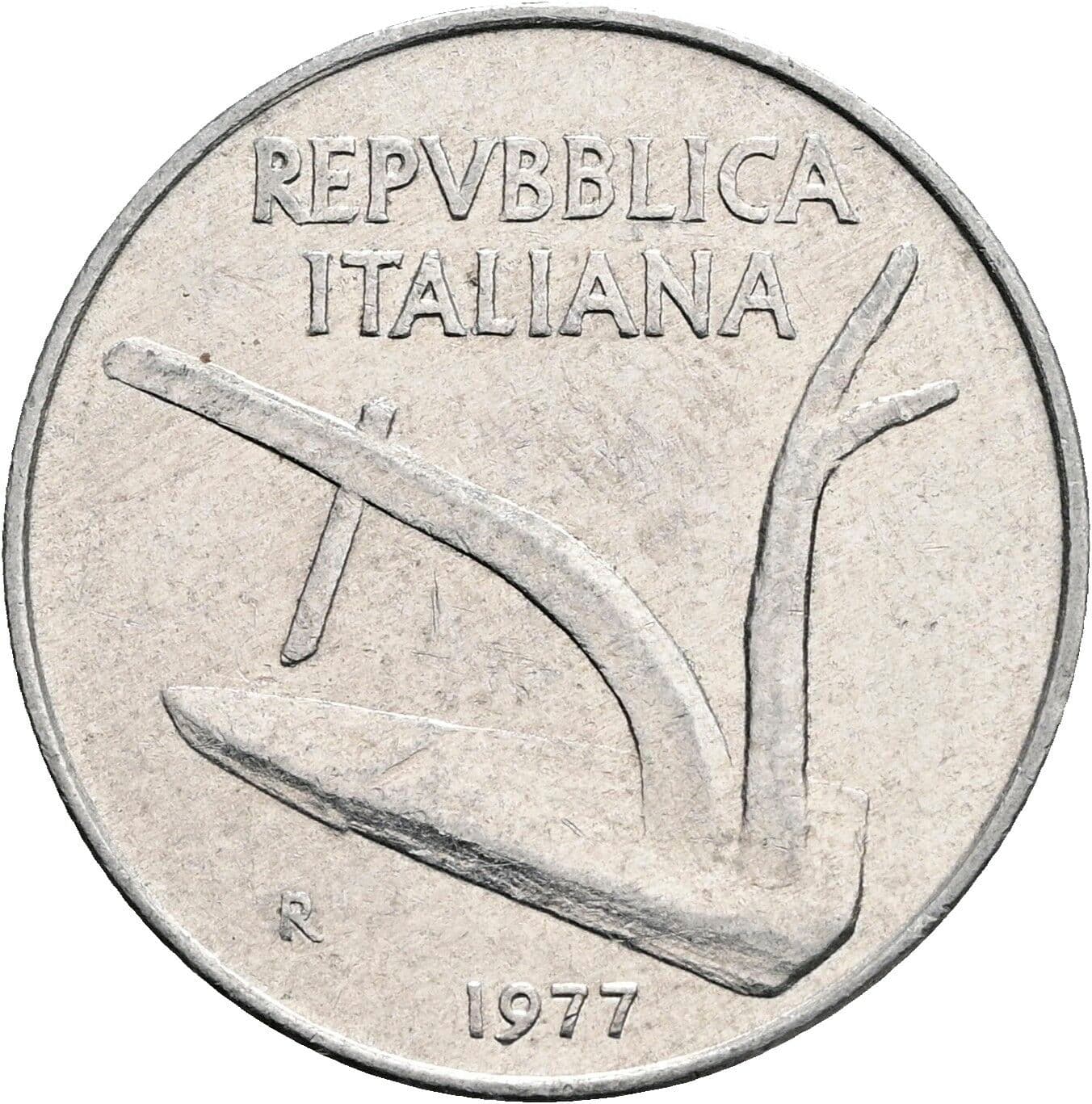 10 Lire 1977 – Rückseite