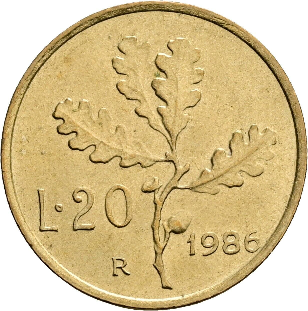 20 Lire 1986 – Rückseite