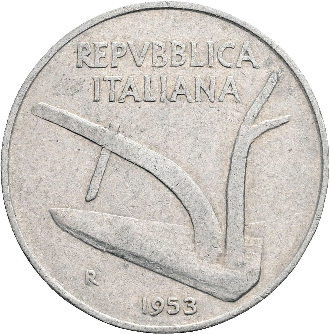 10 Lire 1953 – Rückseite