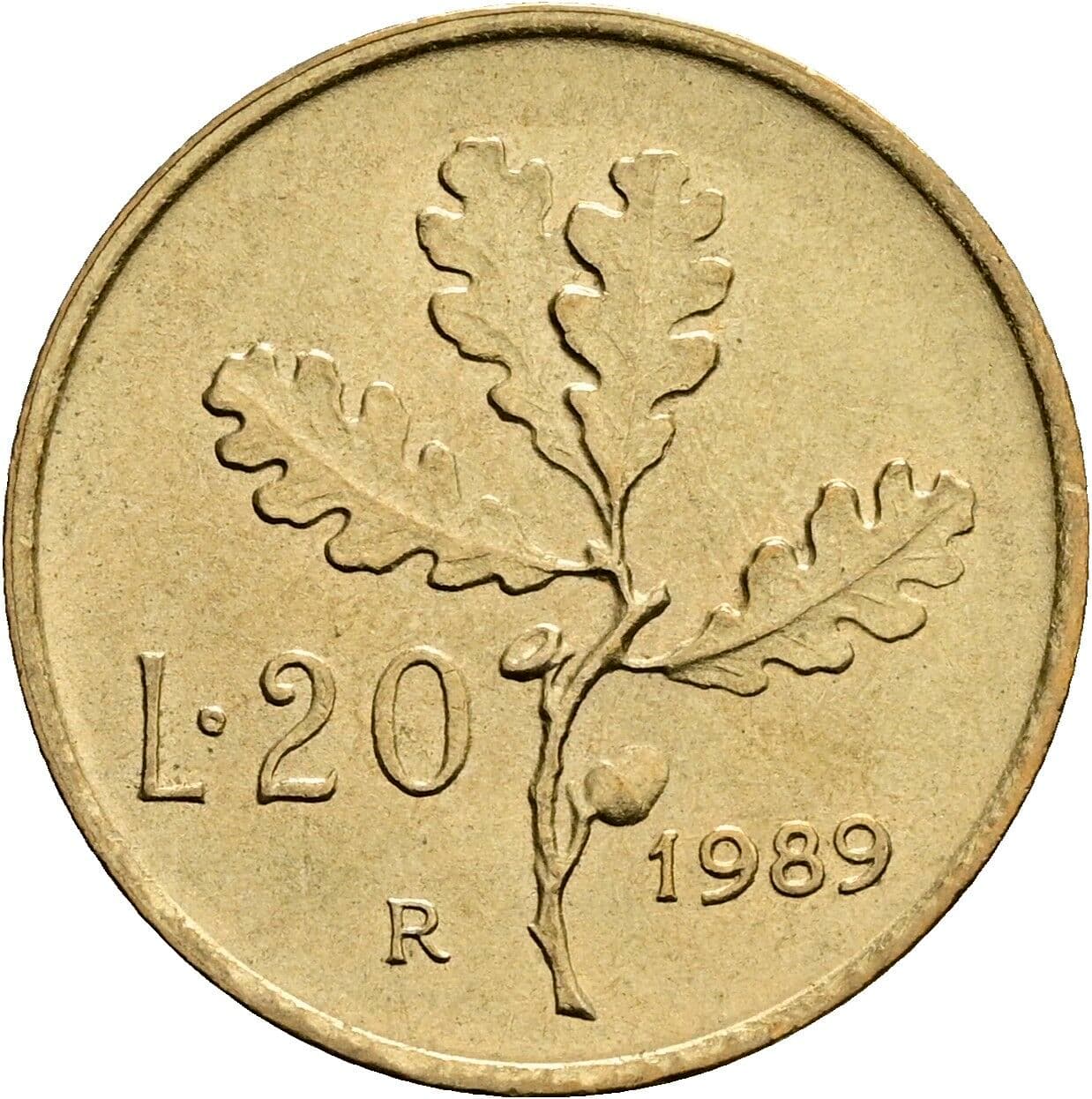 20 Lire 1989 – Rückseite
