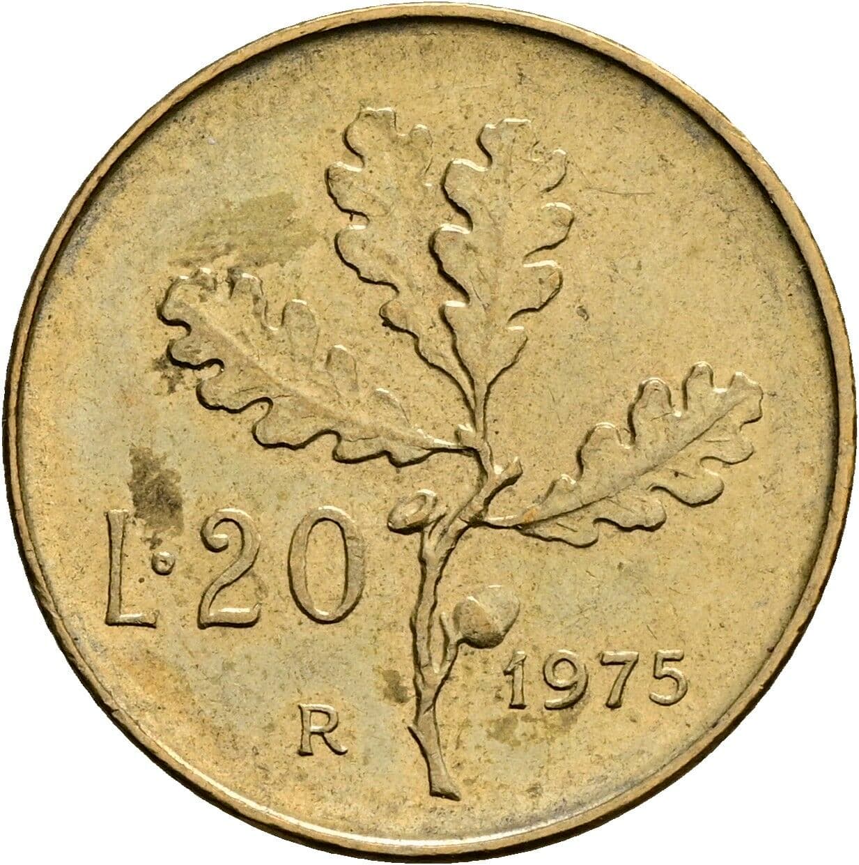 20 Lire 1975 – Rückseite