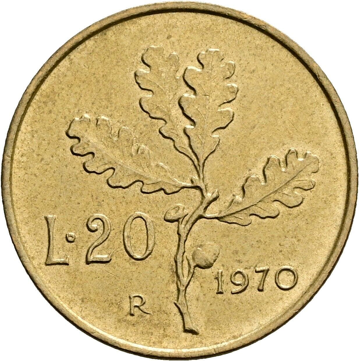 20 Lire 1970 – Rückseite