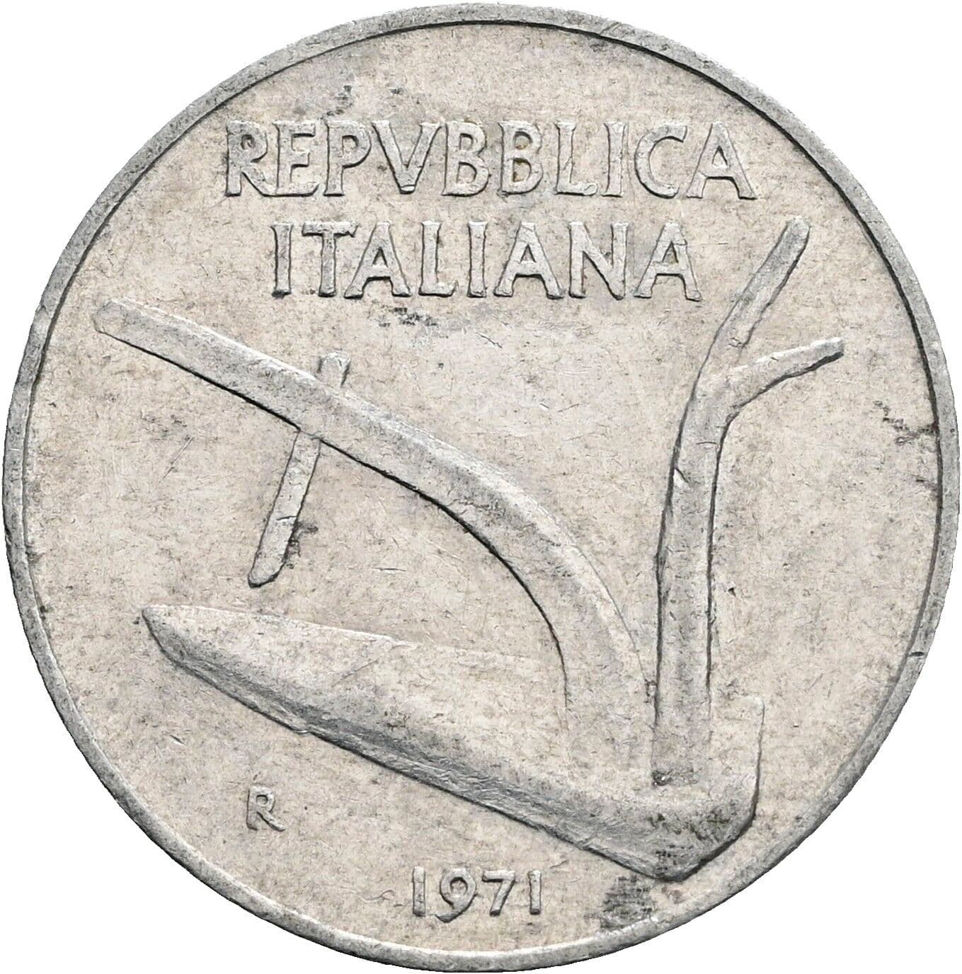 10 Lire 1971 – Rückseite