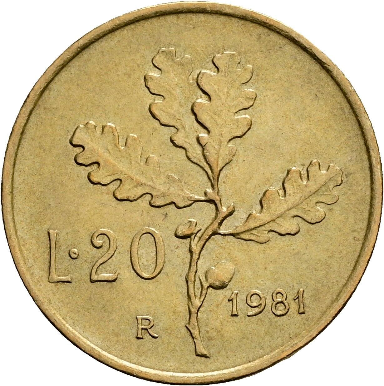 20 Lire 1981 – Rückseite