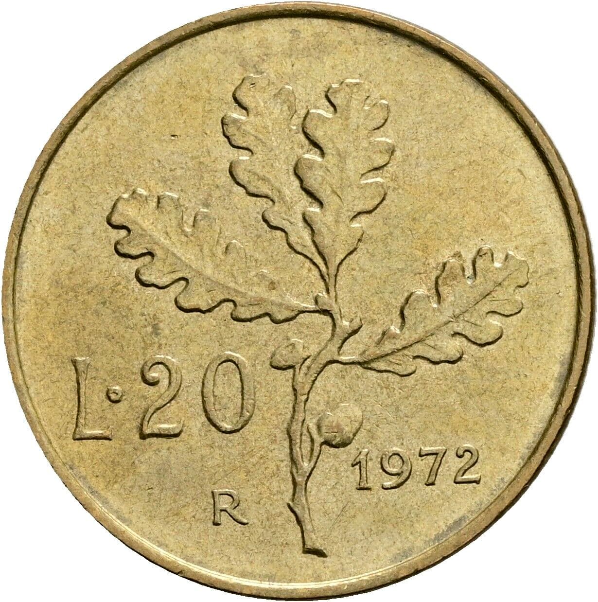 20 Lire 1972 – Rückseite