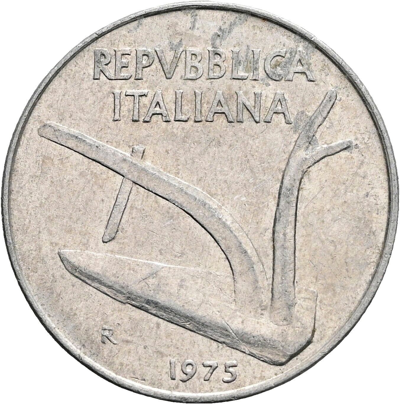 10 Lire 1975 – Rückseite