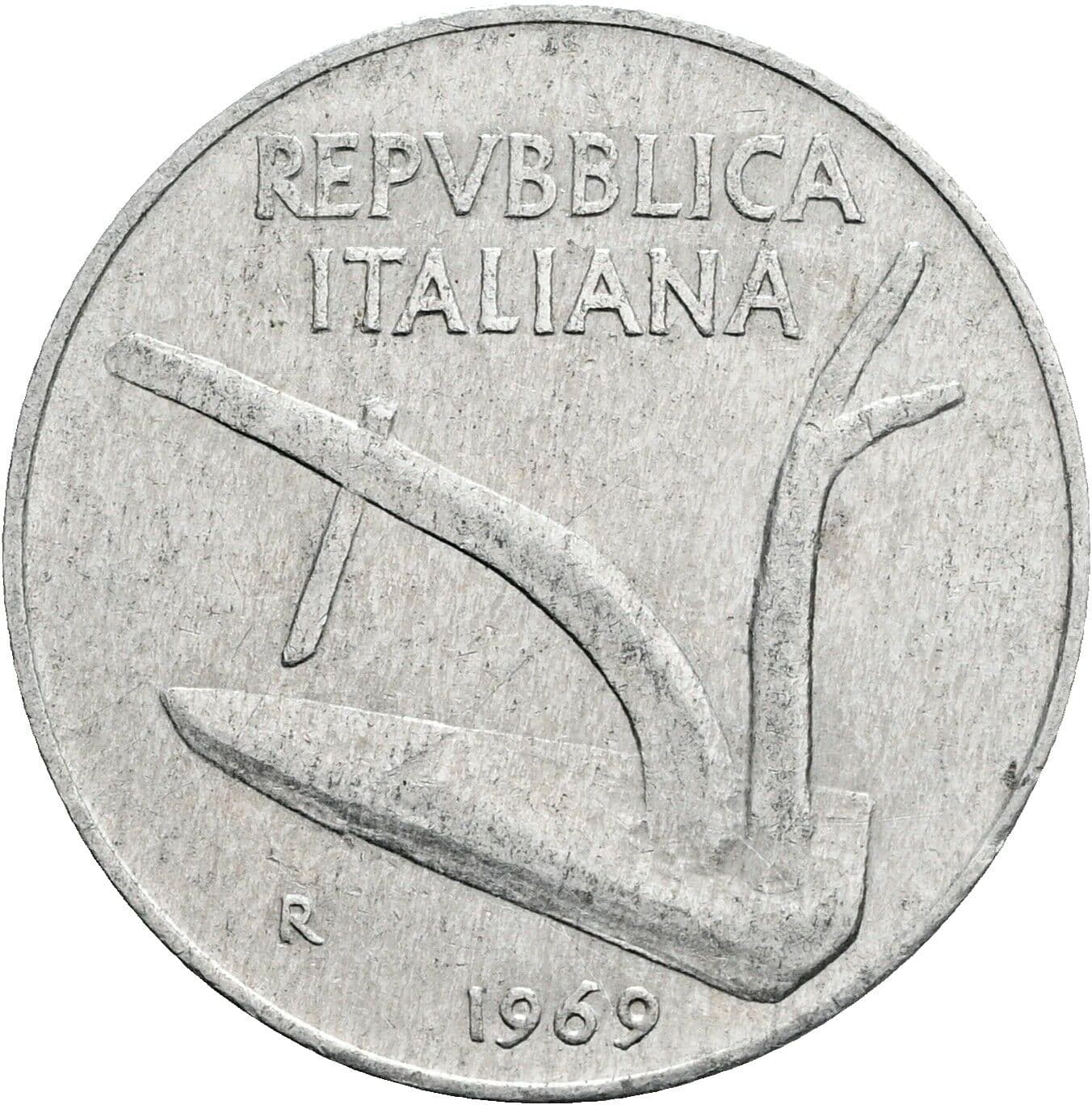 10 Lire 1969 – Rückseite