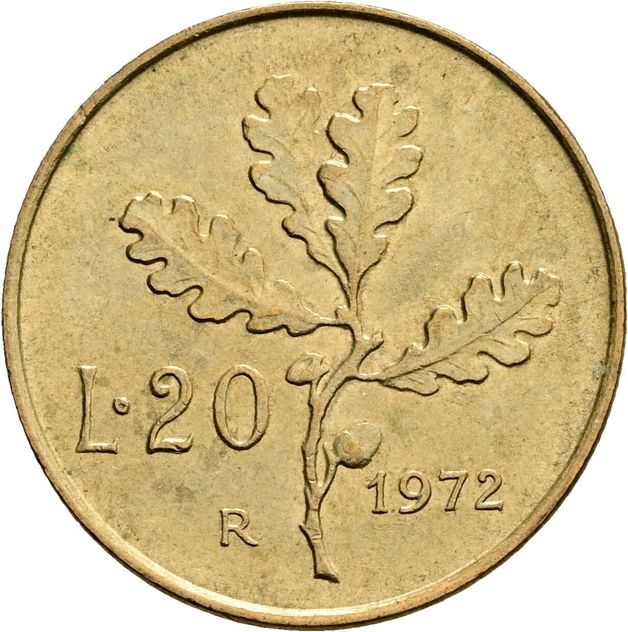 20 Lire 1972 – Rückseite