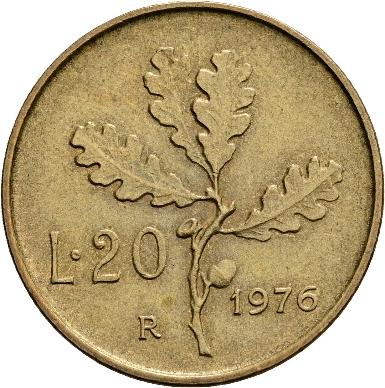 20 Lire 1976 – Rückseite