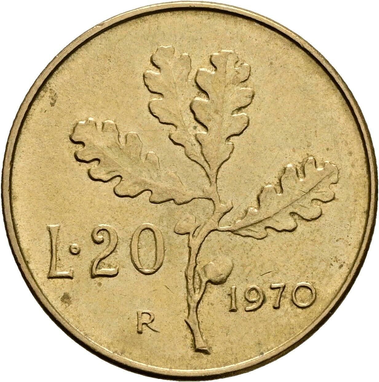 20 Lire 1970 – Rückseite