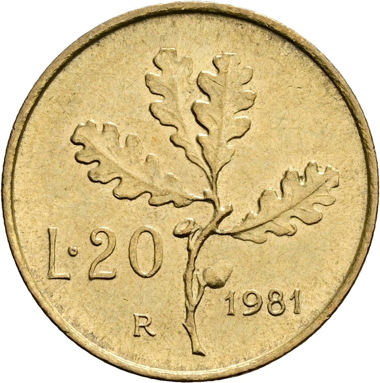 20 Lire 1981 – Rückseite