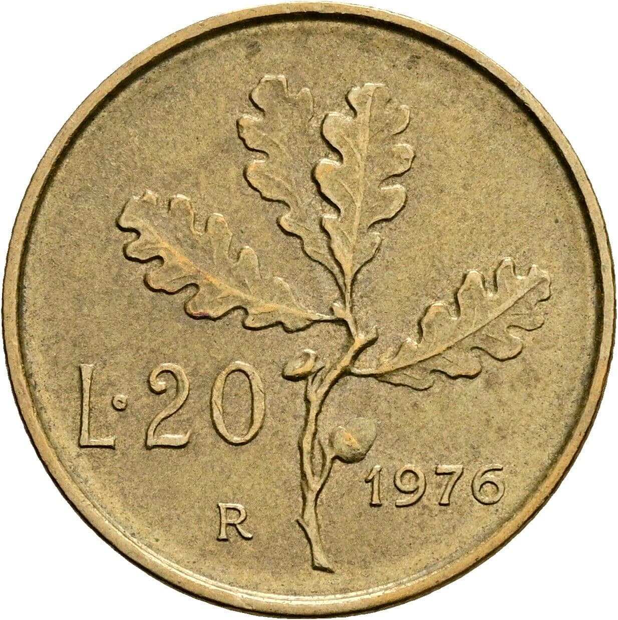 20 Lire 1976 – Rückseite