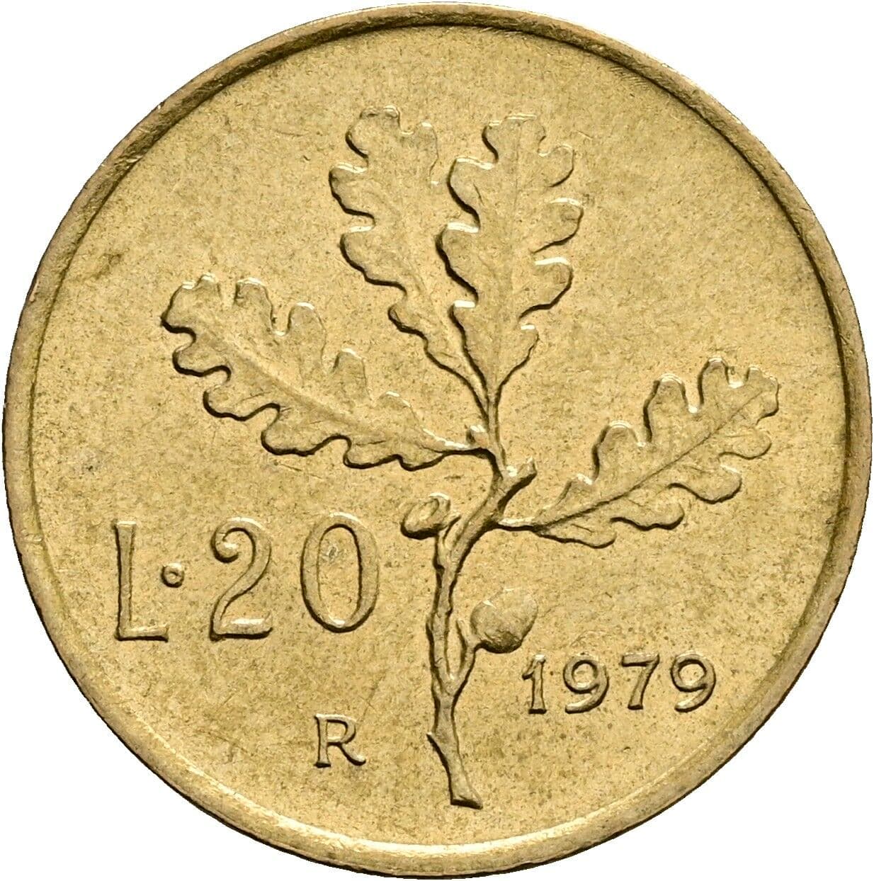 20 Lire 1979 – Rückseite