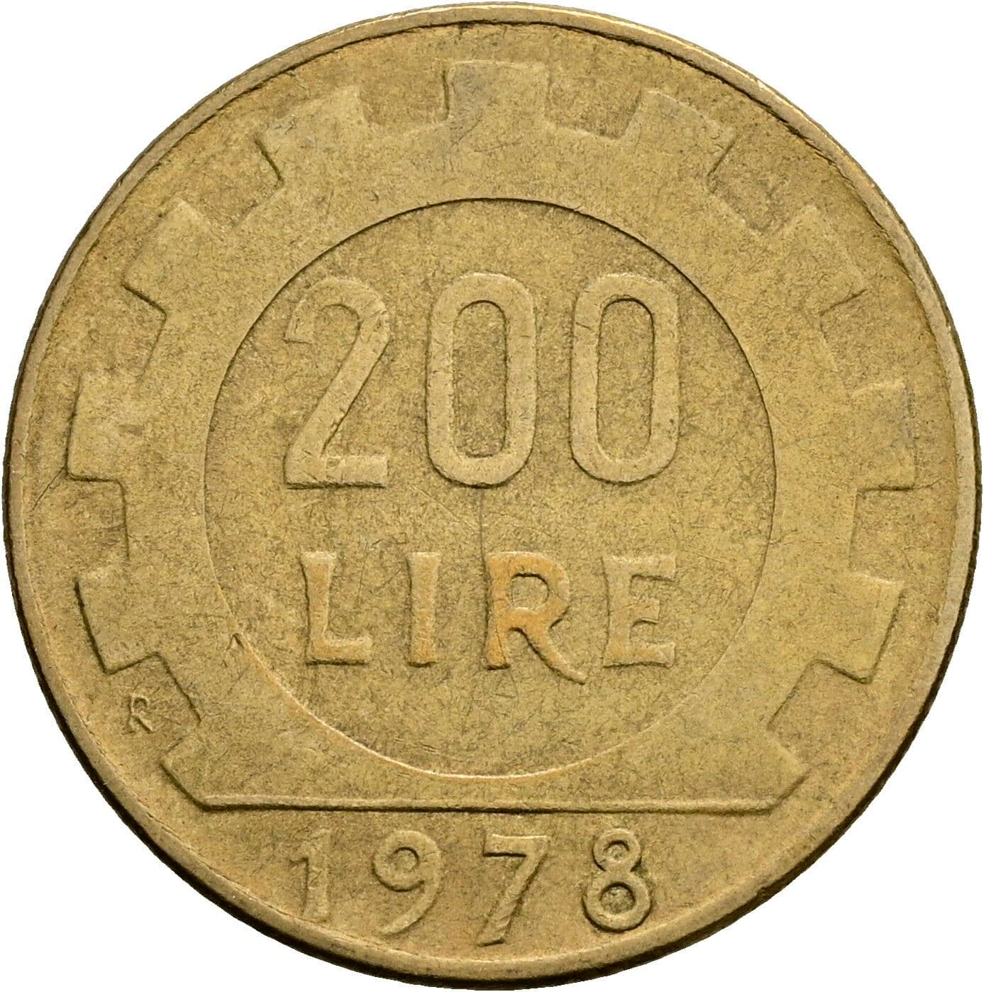 200 Lire 1978 – Rückseite