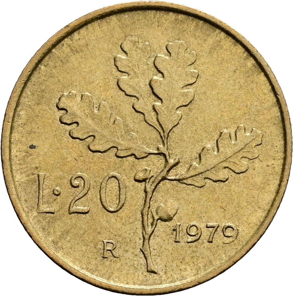 20 Lire 1979 – Rückseite