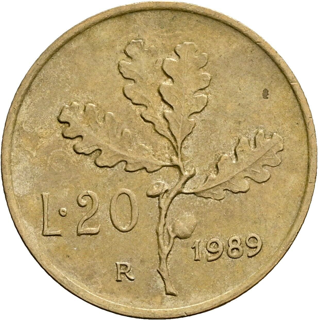 20 Lire 1989 – Rückseite