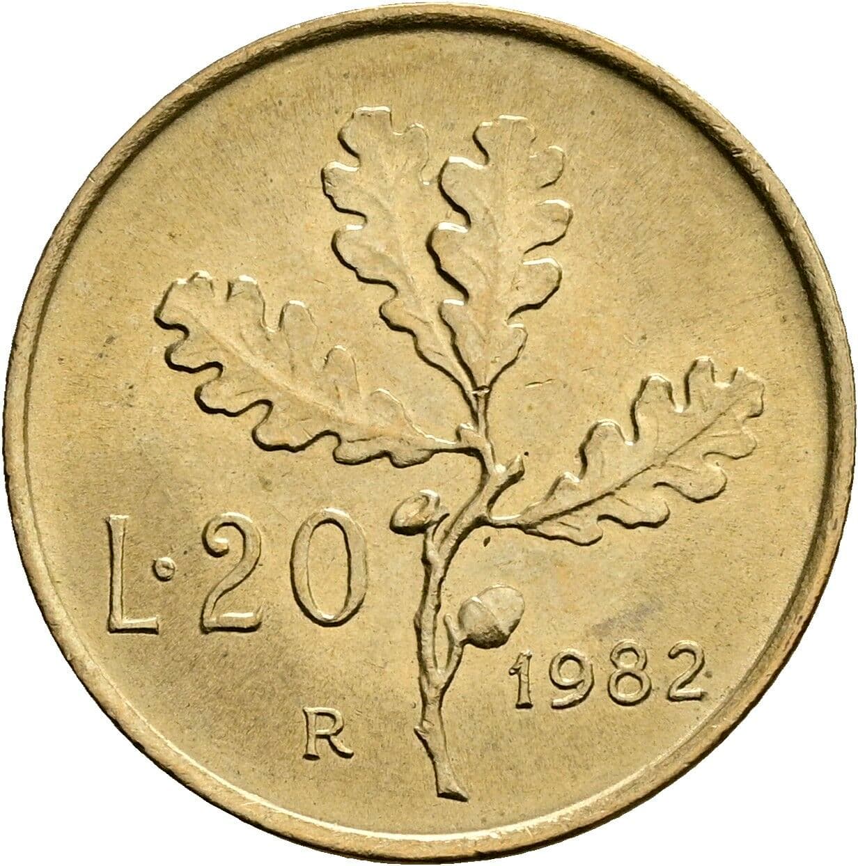 20 Lire 1982 – Rückseite