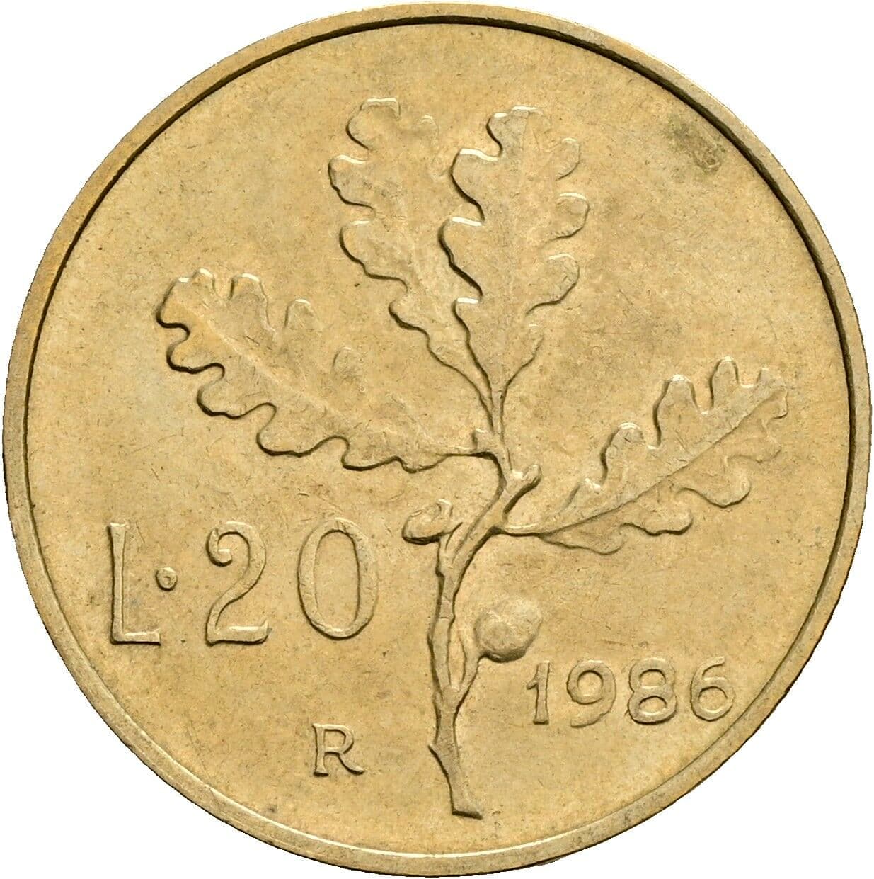 20 Lire 1986 – Rückseite