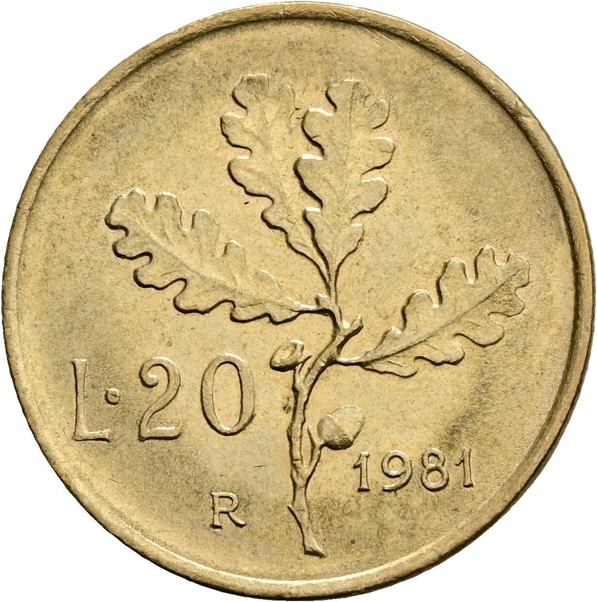 20 Lire 1981 – Rückseite