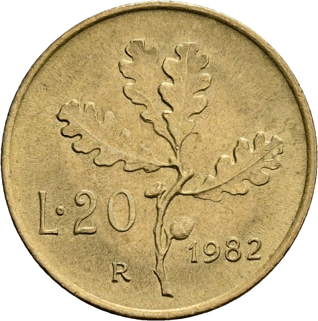 20 Lire 1982 – Rückseite