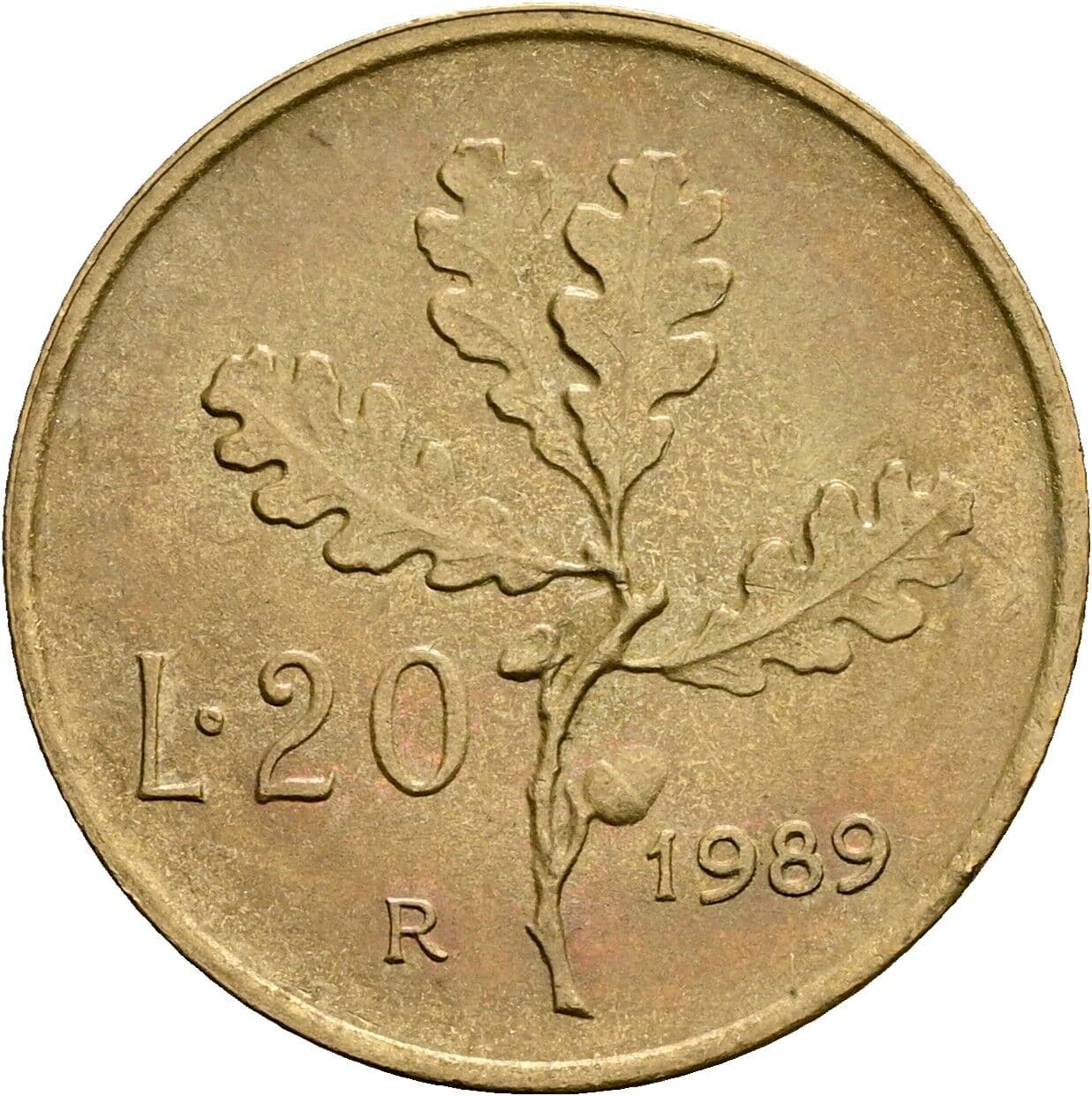 20 Lire 1989 – Rückseite