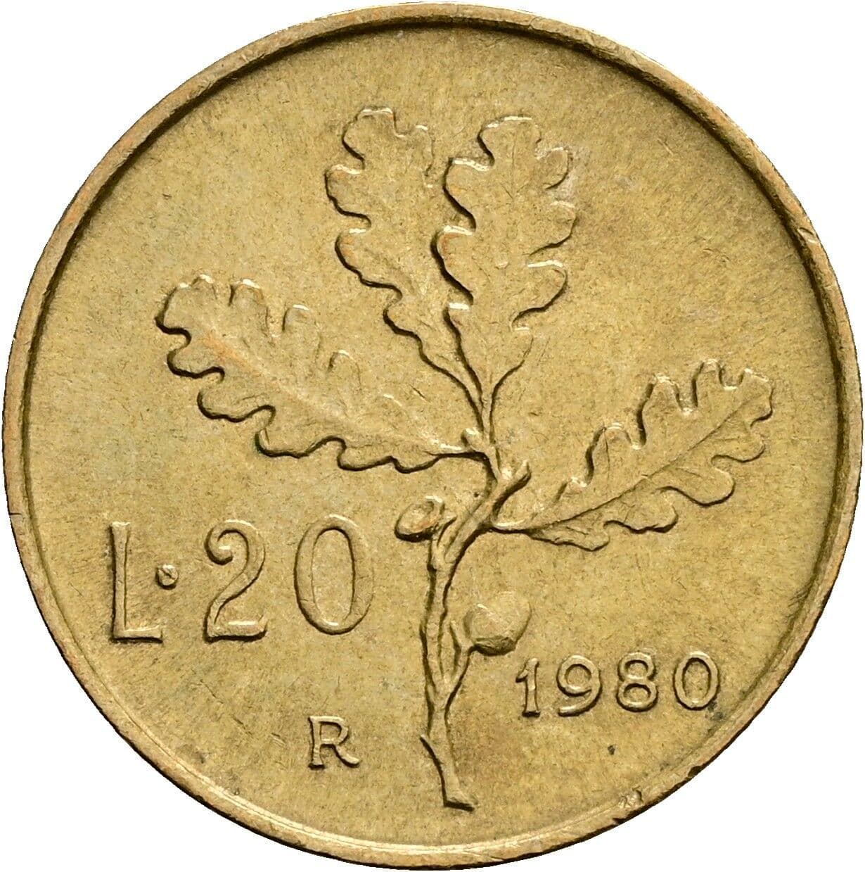 20 Lire 1980 – Rückseite