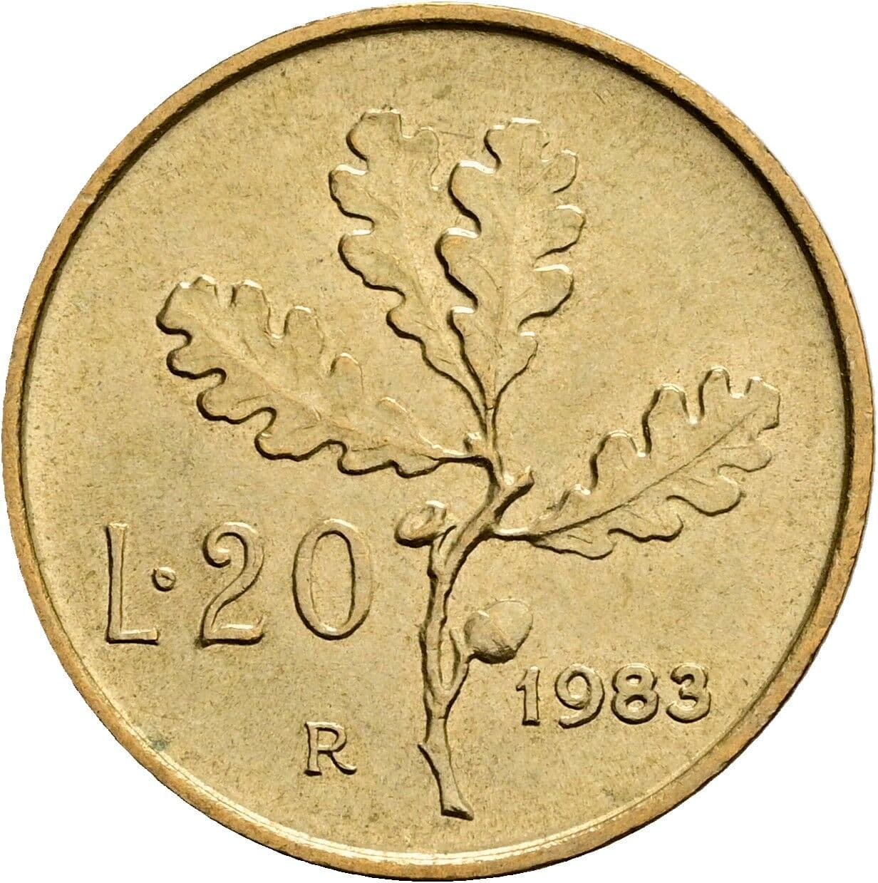 20 Lire 1983 – Rückseite