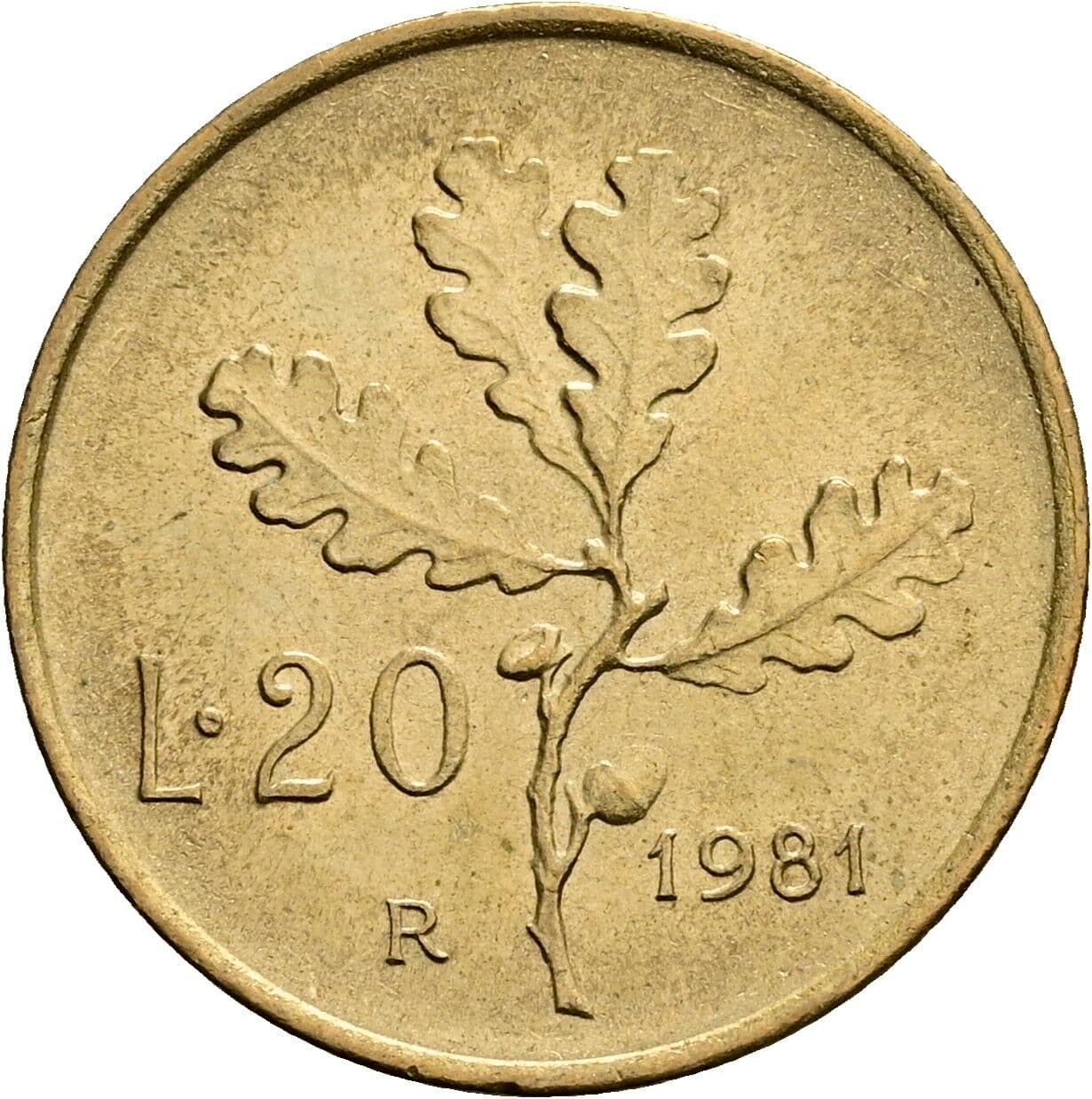 20 Lire 1981 – Rückseite