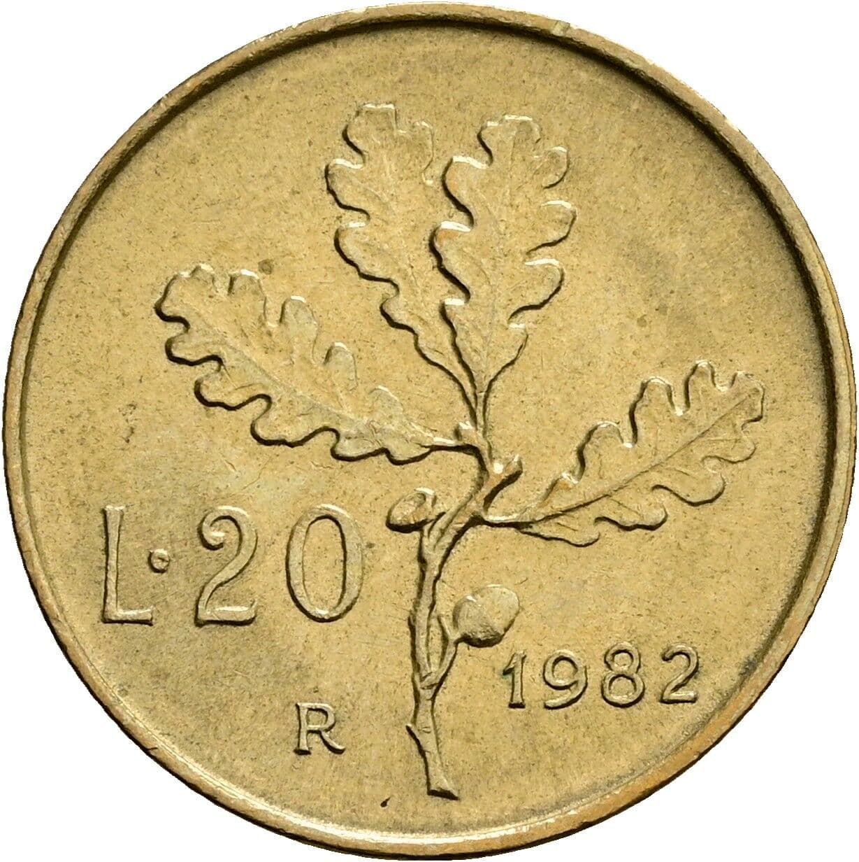 20 Lire 1982 – Rückseite