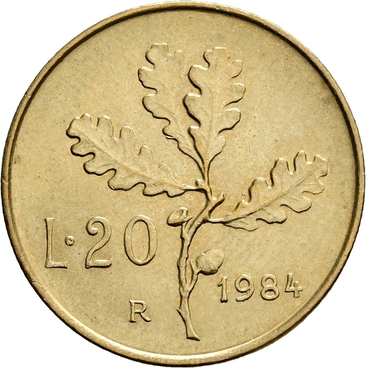 20 Lire 1984 – Rückseite
