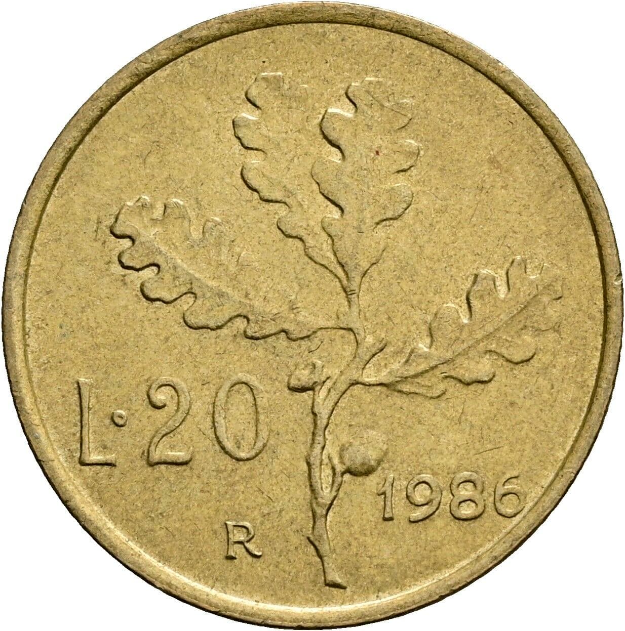 20 Lire 1986 – Rückseite