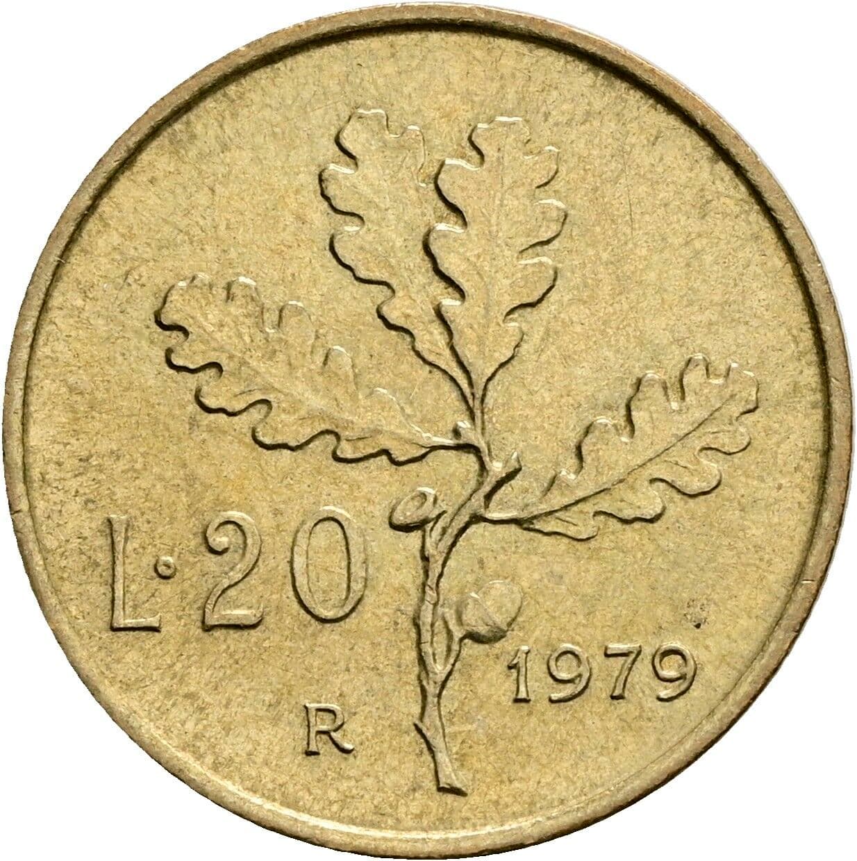 20 Lire 1979 – Rückseite