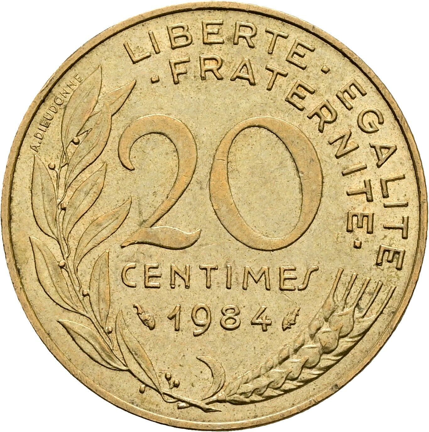 20 Centimes 1984 – Vorderseite