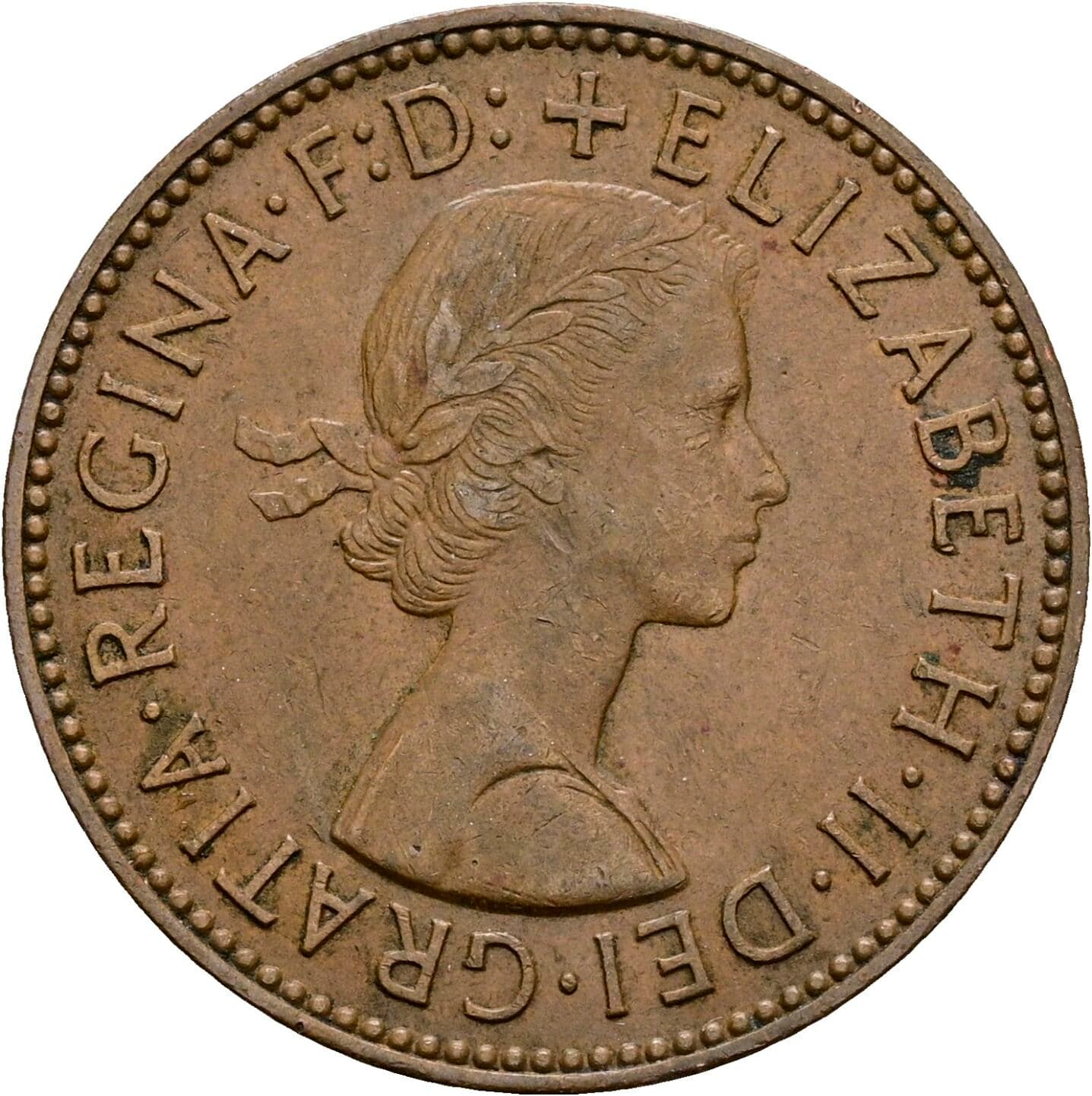 Half Penny Elisabeth II. 1952-2022 1959 – Vorderseite
