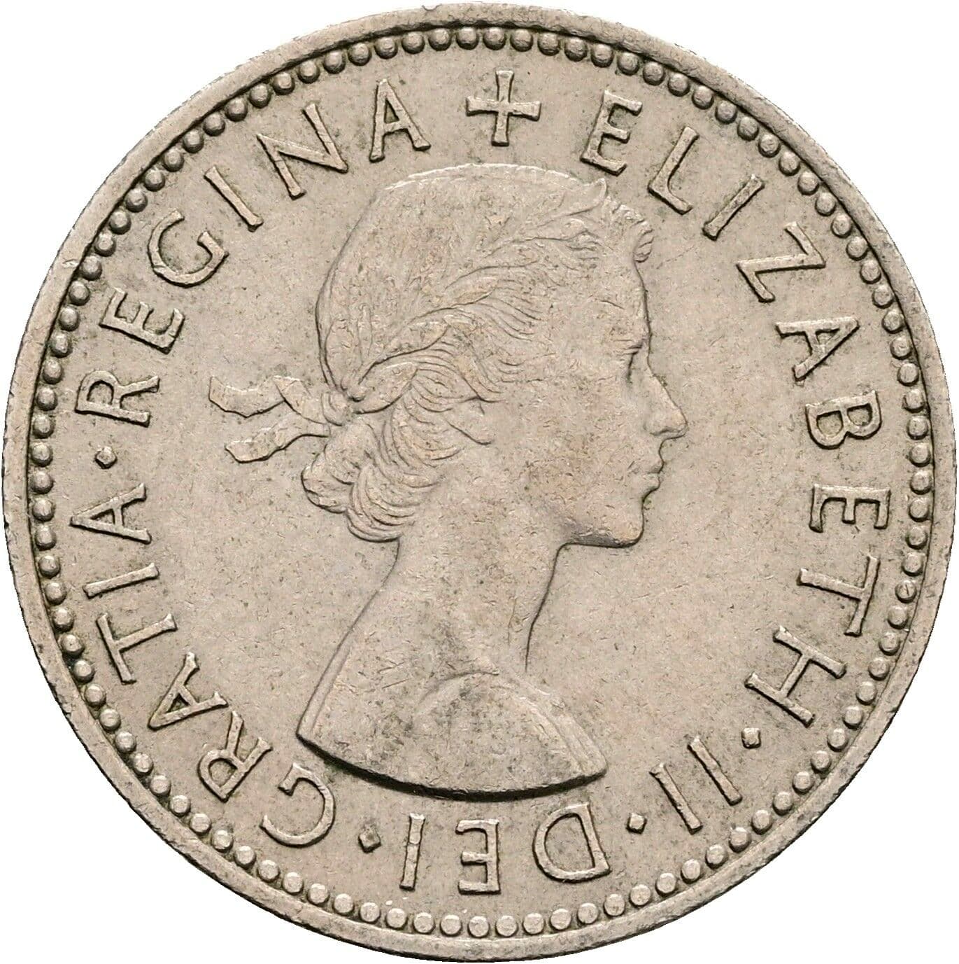 1 Shilling Elisabeth II. 1952-2022 1955 – Vorderseite