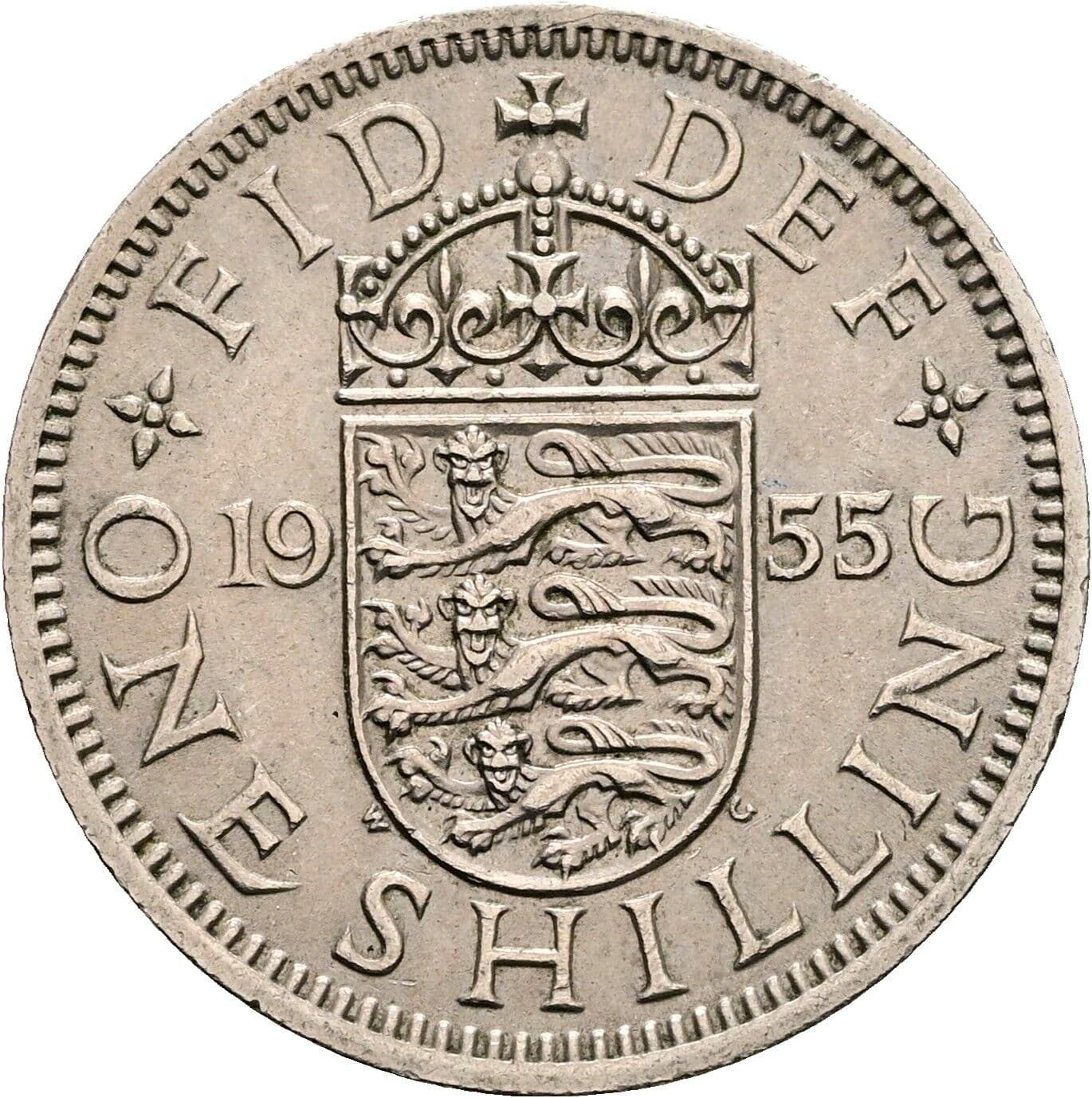 1 Shilling Elisabeth II. 1952-2022 1955 – Rückseite