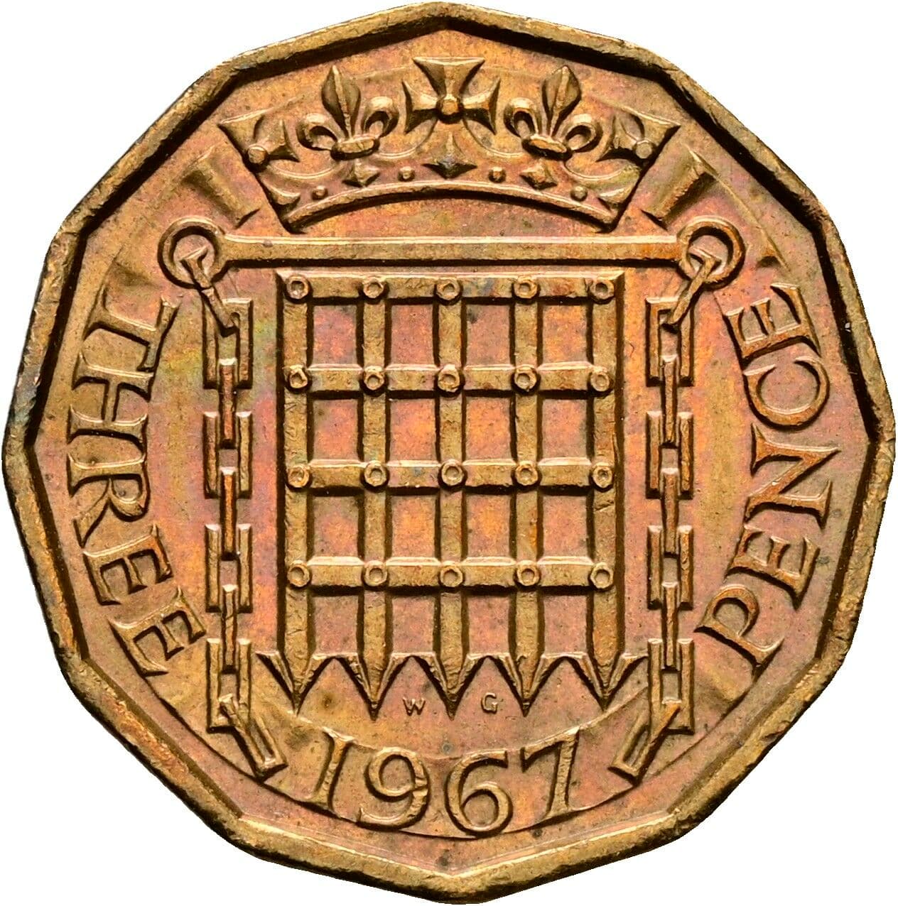 3 Pence Elisabeth II. 1952-2022 1967 – Rückseite